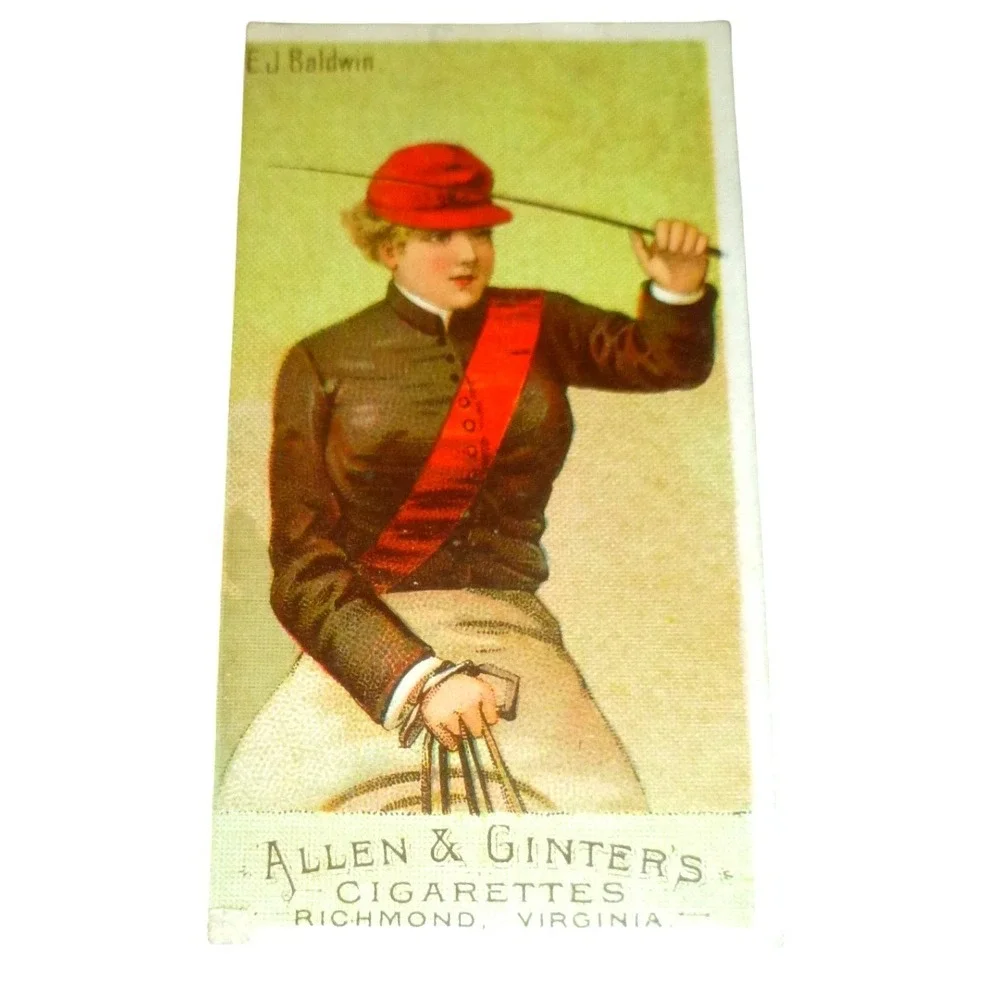 1888 Allen &‎ Ginter Racing Colors of the World Trading Card E.J. Baldwin N22a